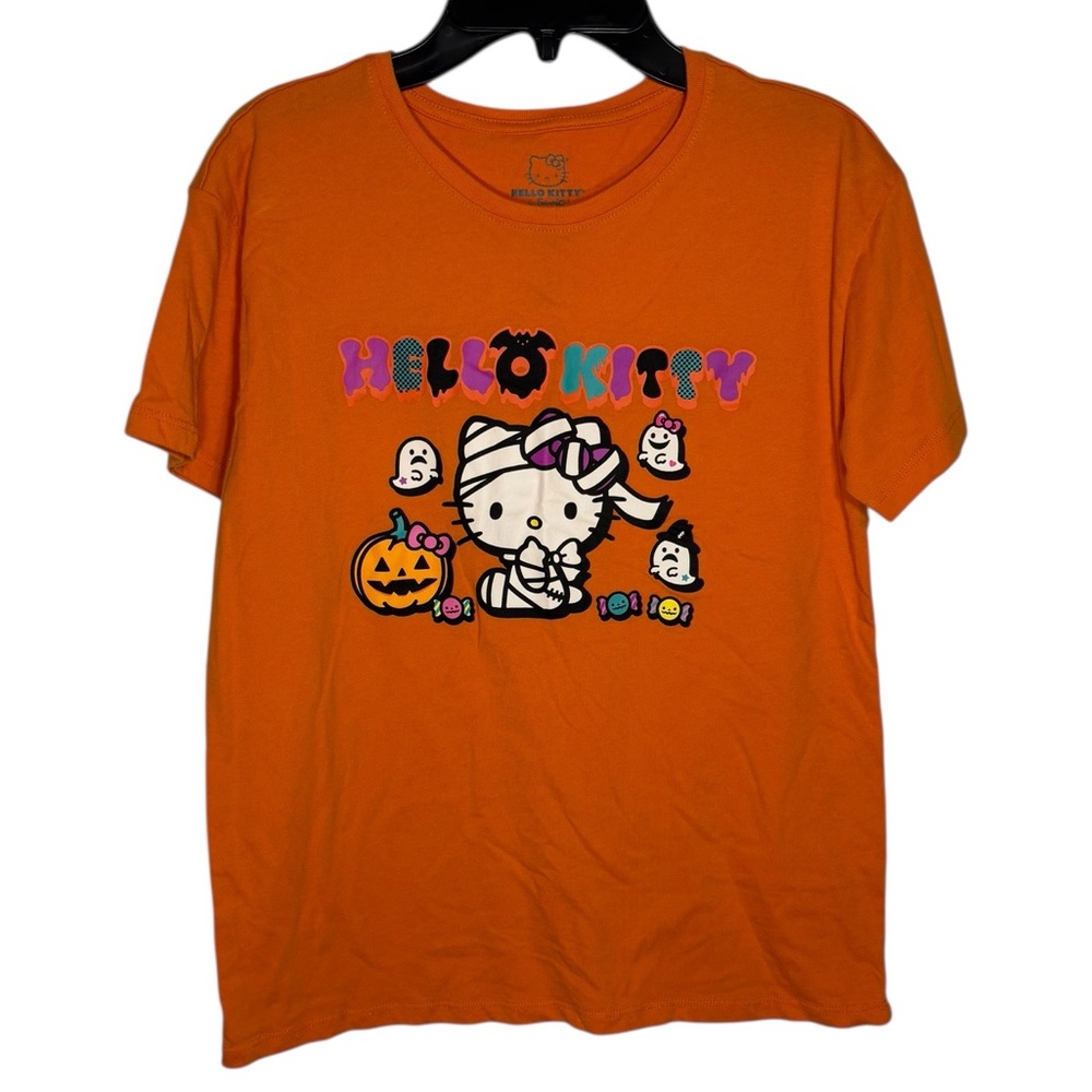Kids Hello Kitty Halloween Orange T Shirt Size XL 14-16 Graphic Print Sanrio